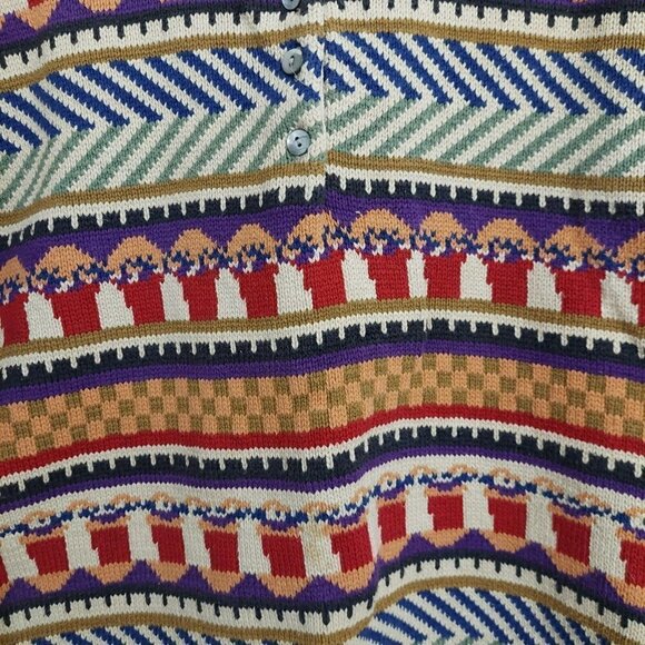 Cricket Women's Vintage (90's) Sweater Multicolored Geometric Sz M British Crown - Picture 4 of 9